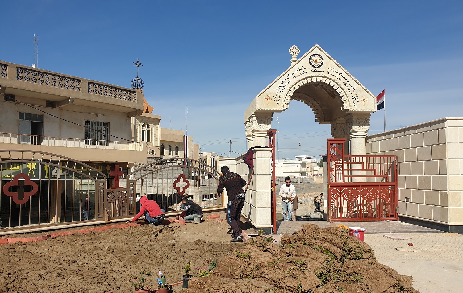 Al-Tahira Church in Qaraqosh is readied for the pope’s arrival on February 25, 2021. Photo: Khazan Jangiz / Rudaw